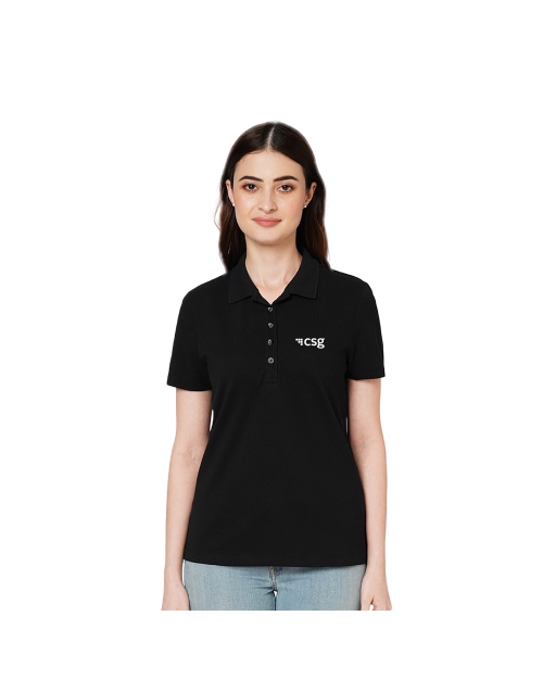 VeroModa Plain Polo Women's T-Shirt- Black